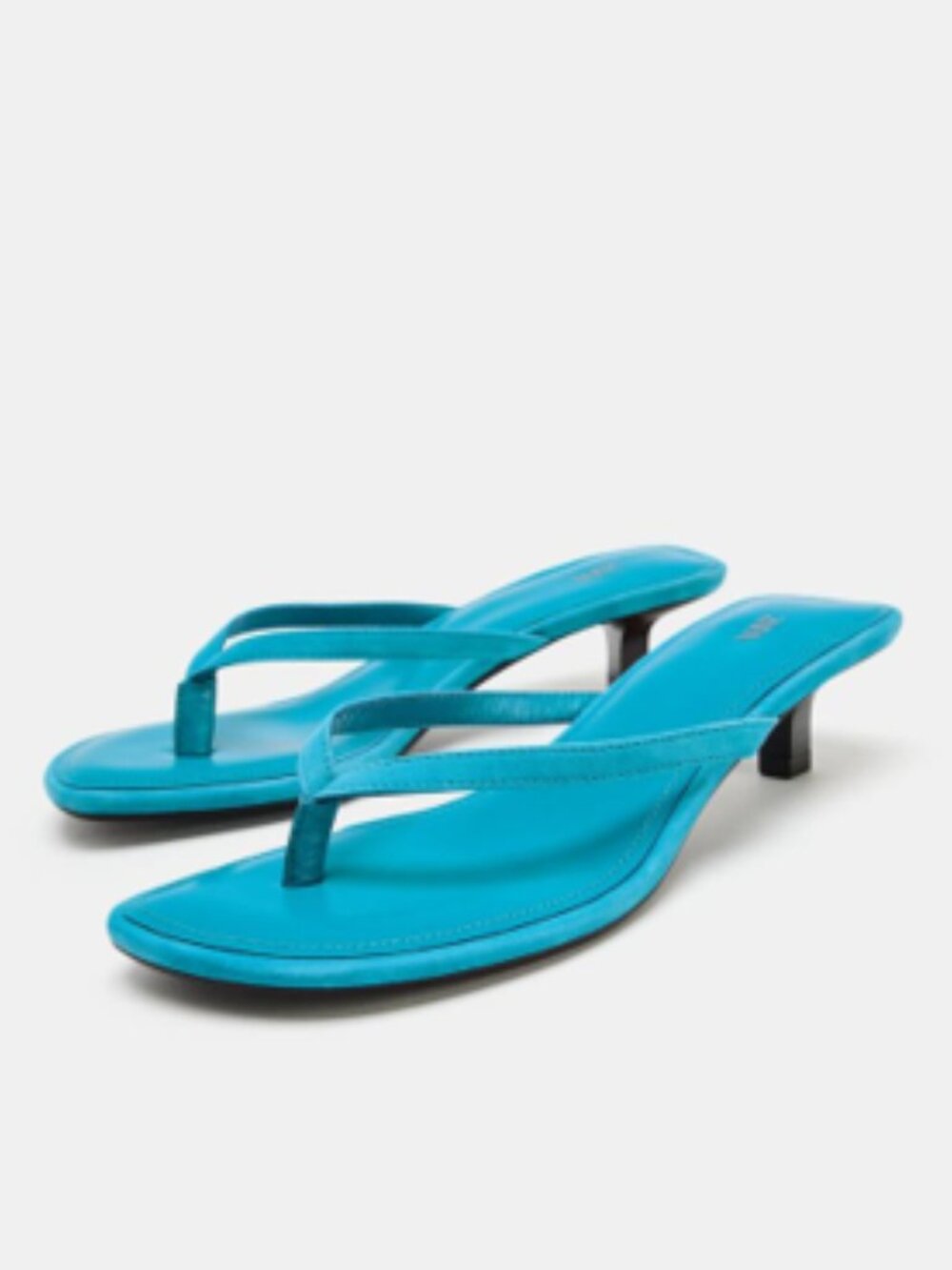 NWT ZARA TURQUOISE BLUE SUEDE KITTEN HEEL SANDALS SZ6.5 - Picture 3 of 6